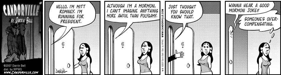 Candorville: 5/31/2007- Romney the Anti-Mormon